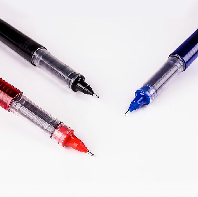 EYEYE 3 Colors Liquid Ink Rollerball Pens, 16 Packs (8 Black & 4 Blue & 4 Red) Quick Dry Gel Pen, 0.5mm Fine Needle Nib for Taking Notes Doodling, School Office Home Supplies