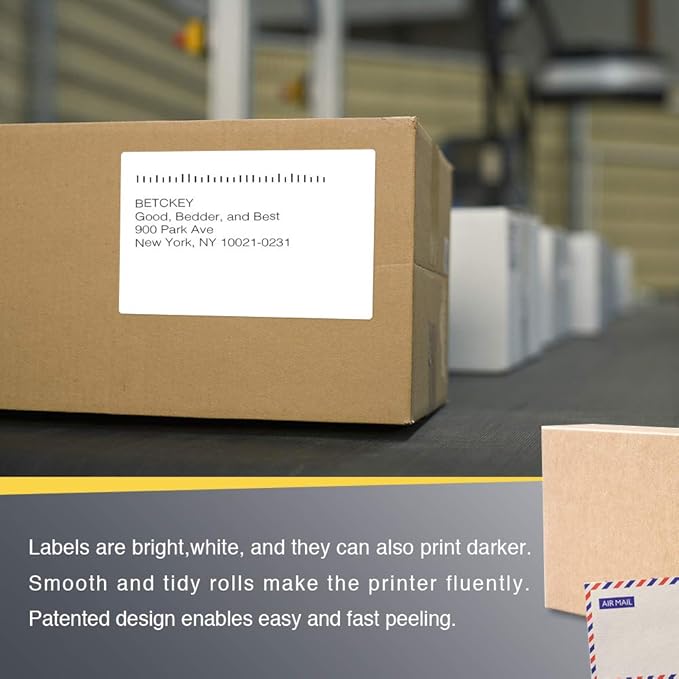 BETCKEY - 4" x 6" (102 mm x 152 mm) Shipping Labels Compatible with Zebra & Rollo Label Printer(not for dymo 4XL), Premium Adhesive & Perforated [2 Rolls, 500 Labels]