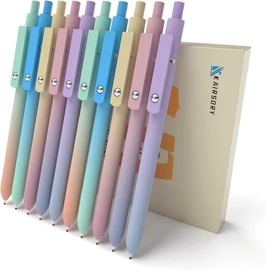 Gel Pens, 0.7mm Fine Point Black Cute Pens, smooth writing pens, High-End Series nice pens for Journaling Note Taking,Girl Birthday present,cute pens for women(10 Pcs Gradient-Black Ink)