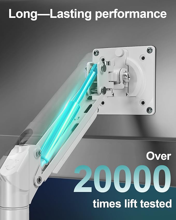 Dual Monitor Mount for 2 Monitors up to 32 inches, Height Adjustable Gas Spring Double Monitor Stand, Two Display Desk Mount Holder, Each Monitor Arm Holds Max 22lbs, VESA Mount, White, Freelift Pro