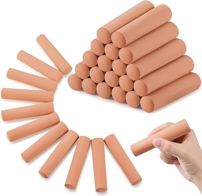 Fulmoon 40 Pcs Jumbo Sidewalk Chalk for Kids Outdoor Art Non Toxic Large Washable Street Chalk for Adults Drawing Painting Classroom(Light Tan,Round Style)