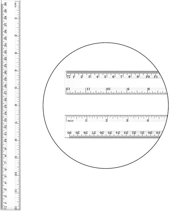 Chuangdi 20 Pieces 12 Inch Rulers Bulk Plastic Colorful Rulers for Kids Student Classroom School Office(Classic,Clear Color)