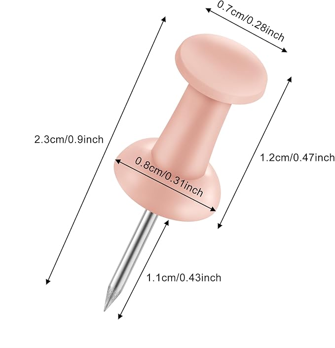 FUDAO FAMILY 300pcs Push Pins for Bulletin Board, Thumb Tacks for Wall Corkboard, Map Pins - Home Office School Craft Projects Plastic Head Steel Push Pin (Pink)