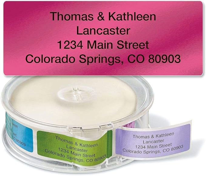 Colorful Images Metallic Rainbow Foil Rolled Return Address Mailing Labels with Dispenser, Customize with Name & Shipping Address, 500 Self Adhesive, Easy Peel Sticker Label Roll, 3/4" x 2 1/2"