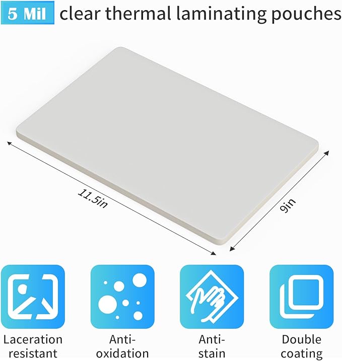 (5 Mil) 200 Pack Laminating Sheets, Thermal Laminating Pouches Holds 8.5 x 11 Inch, 5 Mil Clear Laminator Paper 9 x 11.5 Inch, Letter Size, for Education,Documents, Certificate