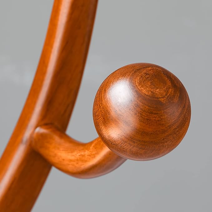 Coat Rack Freestanding Wood Tree Rack with 8 Hooks, Creative Design Tree Branch-look, Coat Tree Clothes Hanger Stand with Stable Sphere Base for Entryway, Hallway, Bedroom - Load 160lbs (Light Brown)