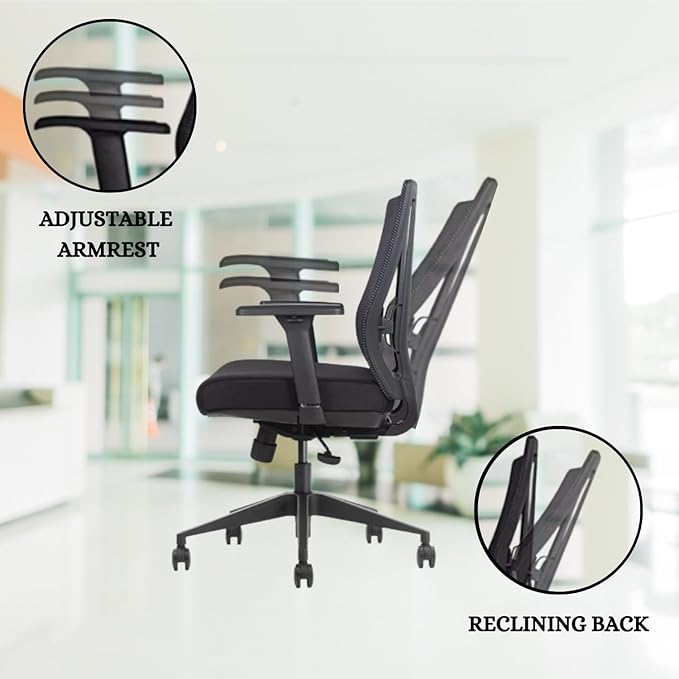 Bitchair Ergonomic Mesh Conference Room Chair - Adjustable Lumbar Support Computer Desk Chair with Height Adjustable Arms - Seat Depth Adjustable Office Chair - (Black) (Pack of 6)