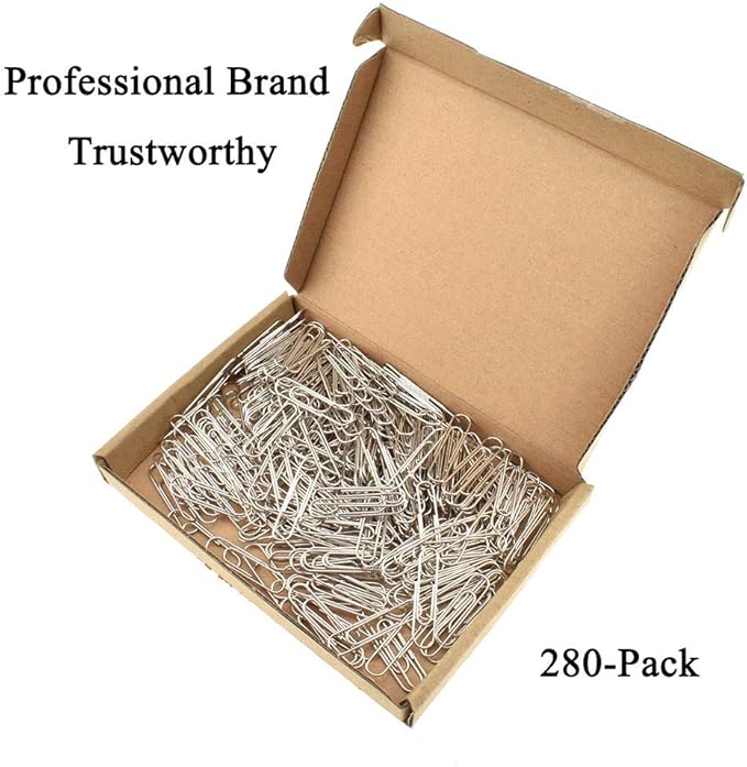 HAHIYO Paper Clips Sturdy 1.3”(33mm) Length 280 Pack Paperclips Heavy Duty Tight Grip Rust Proof Reusable Metal Bright Silver for Home Office School