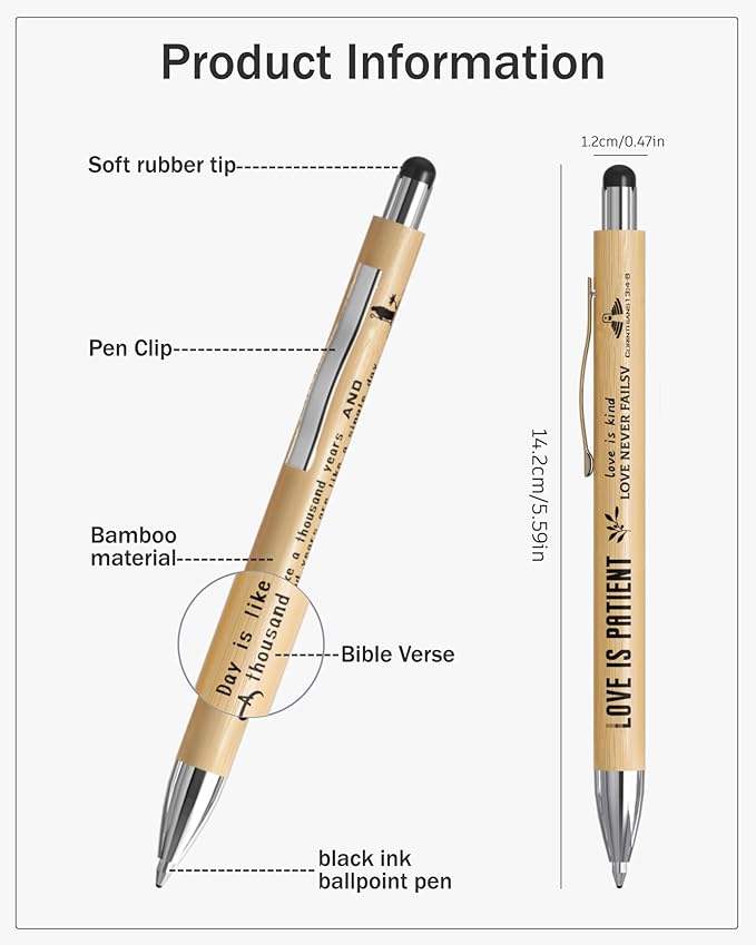 Christian Inspirational Pens With Bible Verse Stylus Ballpoint Pens Black Ink Bulk Religious Motivational Gifts for Women Men Bible Study Supplies for The Office Gifts 180 Count