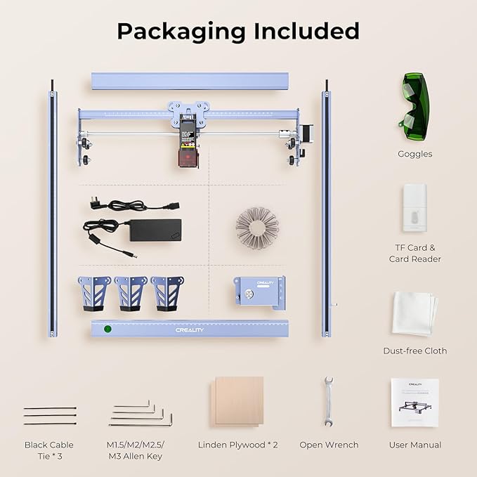 Creality Falcon 5W Laser Engraver Machine, 72w High Precision 0.06mm Laser Cutter and Engraving Machine for Wood Metal Leather Acrylic Glass, 10000mm/min, Offline Usage, CNC Laser Engraver