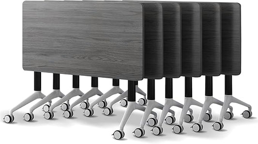 Conference Room Table with Flip-Top Design for Dynamic Meetings, Business Table Computer Desk with Heavy-Duty Frame,Foldable Seminar Meeting Tables for Home Office (6, B, 61IN)