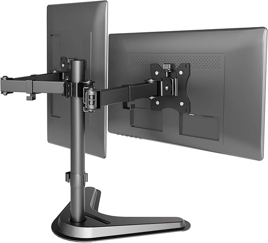 Claiks Dual Monitor Mount, Ergonomic Adjustable Monitor Arm for Max 32 inch Screens, Adjustable Computer Monitor Stand up to 40 lbs, VESA Mounting Holes 75&100mm, Black