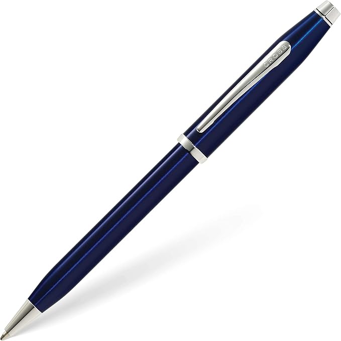 Cross Century II Refillable Ballpoint Pen Presented in a Luxury Gift Box - Medium Point, Black Ink, Translucent Blue & Chrome