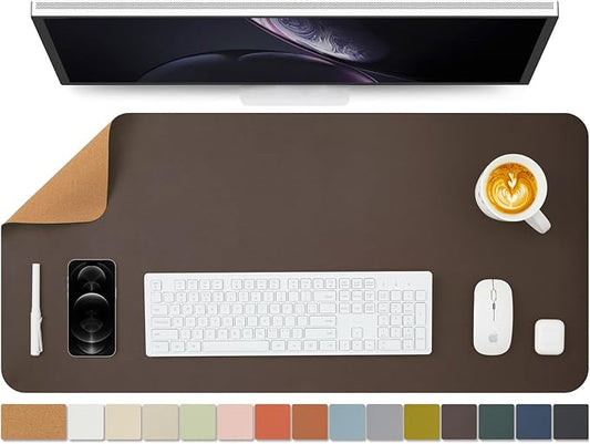 Cork Desk Mat - Dual-Sided Desk Pad for Office and Home - Desk Organization and Accessories - Ideal for Large Mouse Pad and Desk Mats on Top of Desks(Coffee,36"x 17")