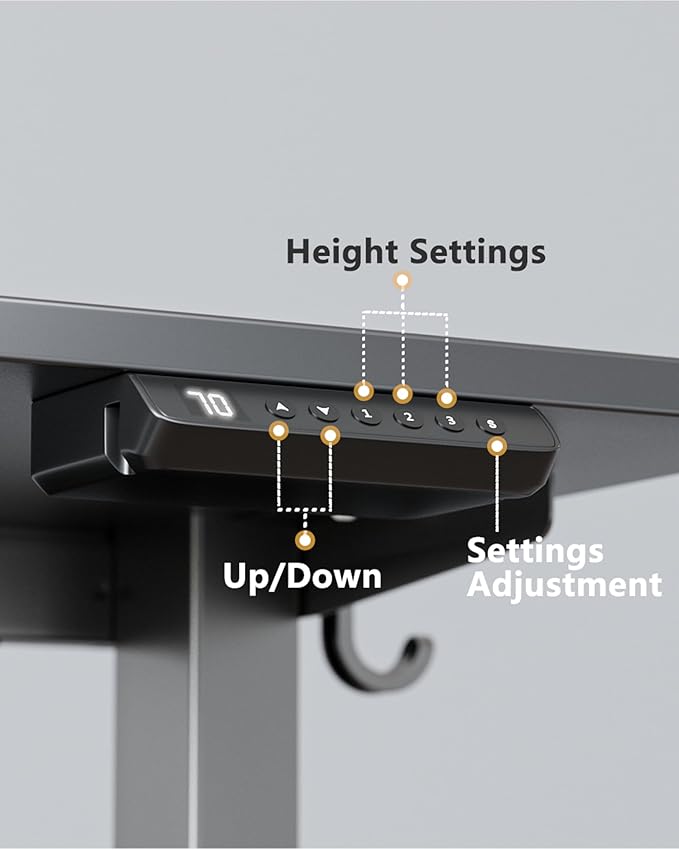 FEZIBO One-Piece Standing Desk Adjustable Height Stand up Home Office Desk, 55x24 Inch Electric Standing Computer Desk, with 4 Memory Presets, Fixable casters, Black
