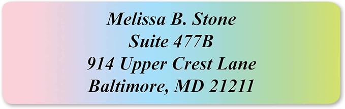 Cascading Rainbow Medley Personalized Return Address Labels with Elegant Plastic Dispenser - Roll of 500 Custom Stickers
