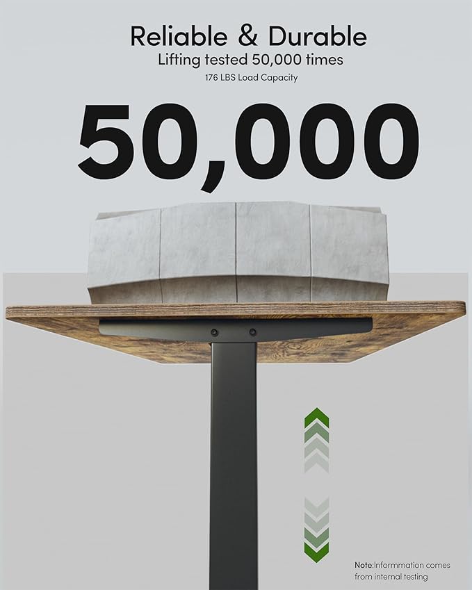 FEZIBO One-Piece Standing Desk Adjustable Height Stand up Home Office Desk, 48x24 Inch Electric Standing Computer Desk, with 4 Memory Presets, Fixable casters, Rustic Brown