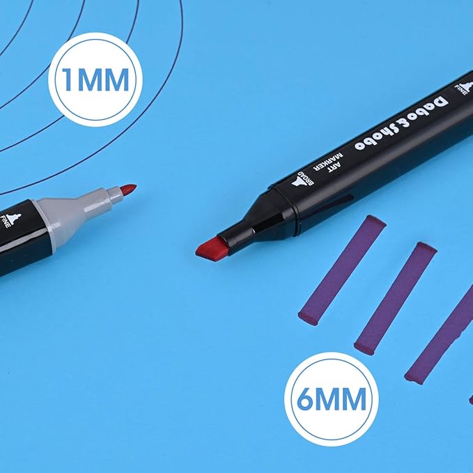 Dabo&Shobo 120 Color Alcohol Marker Pens, Bright Permanent Markers for Coloring, Markers For Adults Coloring Book, Wide Chisel and Fine Tip, Dual Tip Design, Equipped with Black Suitcase