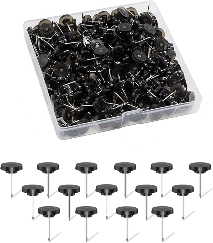 Black Push Pins for Cork Board,Flat Thumb Tacks for Wall Hangings,120 Pcs Flat Head Push Pins for Bulletin Board Plastic Thumb Tacks Steel Point in Reusable Box