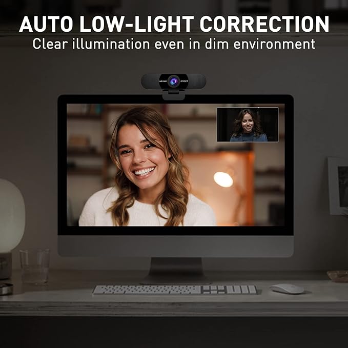 EMEET C960 Webcam with Tripod, 1080P Webcam with Microphone, Adjustable Height Mini Tripod, C960 Web Camera with Privacy Cover, Plug & Play with Stand for Zoom/Skype/YouTube/FaceTime