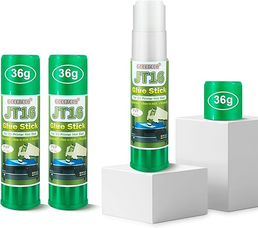 Geeetech 3 Pieces 3D Printer Glue Sticks 36 Gram Each PVP Solid Glue Stick for 3D Printer Hot Bed, Water-Soluble Glue Stick, Quick Dry, Easy to Stick and Washable