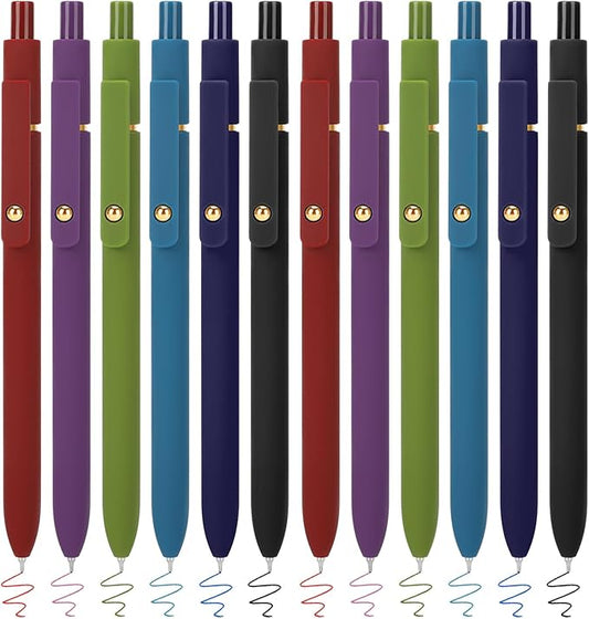 FIOVER Colored Pens, 12 Pack Colorful Gel Pens, Quick-Dry 0.7mm Medium Point for Journaling, Note Taking, Doodling, Aesthetic Office School Supplies, Gifts for Women Men(12PCS Vintage Colorful)