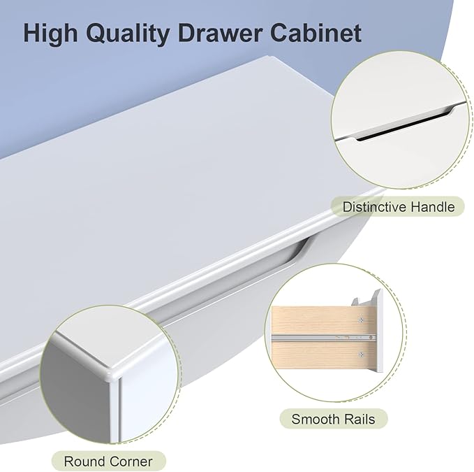 Gizoon 3 Drawers Chest, Bedroom Drawer Dresser with Large Storage Capacity, Embedded Handle, and Sturdy Anti-Tripping Device, Modern Design Cabinet for Hallway, Office, Living Room (White)