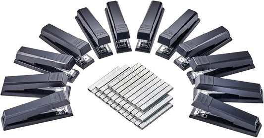 Bostitch Office Stapler, No-Jam Premium for Desktop, Includes 1,250 Staples, Full-Strip, 25 Sheet Capacity, Black, Pack of 12