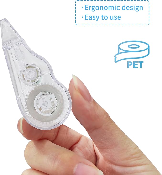 Correction Tape, 16.4FT EZ Tear-resistant Correction Tape, Easy To Use Applicator for Instant Correction Without Drying Time (10pcs/set)