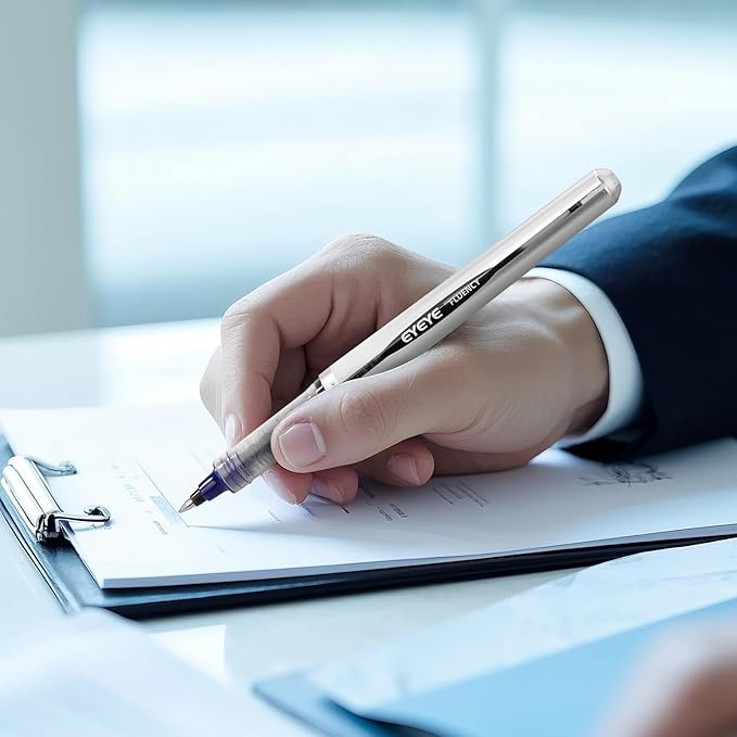 EYEYE Blue Rollerball Pens 0.7mm, 6 Pack Medium Point Roller Ball Pen Quick Dry, Liquid Ink Pen Fine Point Smooth Writing Pens for Journaling, Note Taking, Office, School Supplies