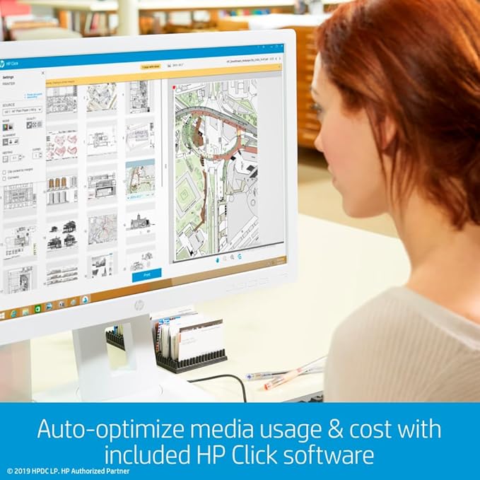 HP DesignJet T630 Large Format 24-inch Plotter Printer, with Auto Sheet Feeder, Media Bin & Stand (5HB09D) - New Model