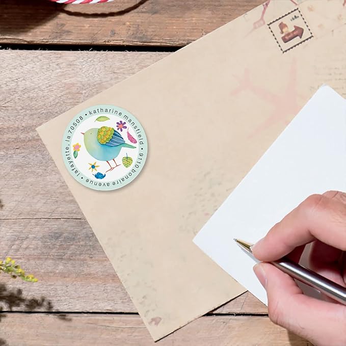 Colorful Images Cheerful Chirping Return Address Mailing Labels, Personalize with Name & Addresses, Set of 144 Self Adhesive, Easy Peel Flat Label Sheets, 1-½" Across, 4 Designs