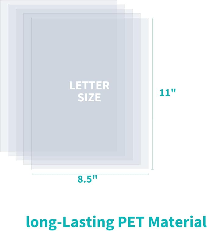 Binditek 100 Pack 7 Mil Binding Presentation Covers, Ultra Clear, 8.5 x 11 Inches, Letter Size, Square Corners, Un-Punched