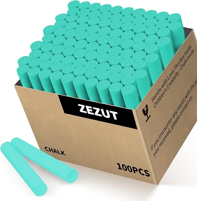 Green Chalk 100PCS, Low Dust Chalks Stick Bulk for Chalkboard Blackboard Non-Toxic