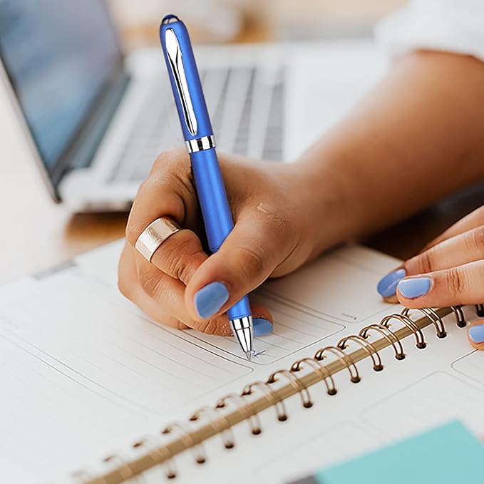 Gel Ink Rollerball Stylus Pen - 18 Pack,0.5mm Fine Point,2 in 1 Capacitive Stylus Pen,Large Capacity Blue Ink,Writing Smoothly for Office,Business,Gift,Metal Silver Clip