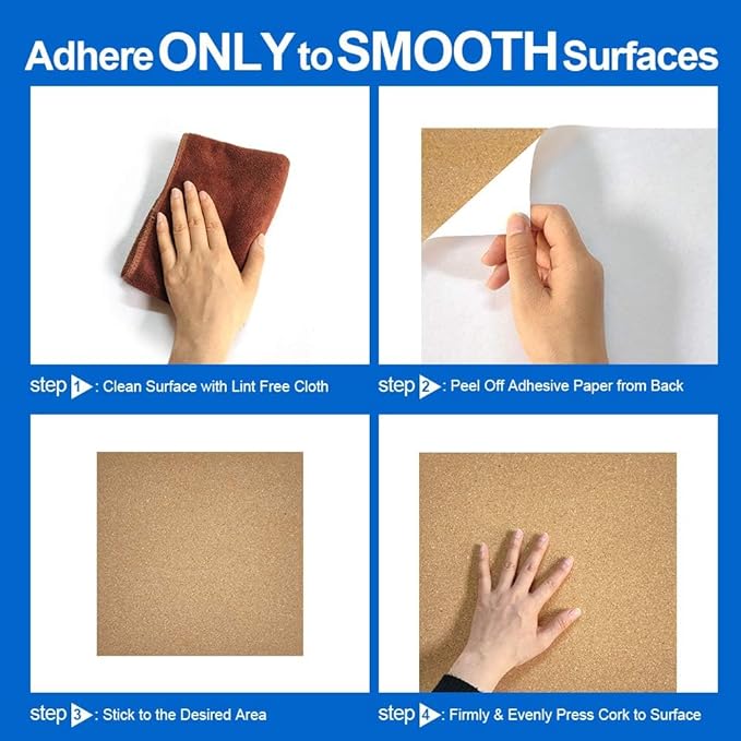 Corksidol Cork Tiles 12"x12" - 1/2" Thick -Bulletin Board-Cork Board- Ultra Strong Self Adhesive Backing for Floor/Wall/DIY-5 Pack