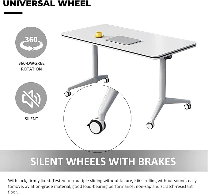 Conference Table Folding Conference Table, Modern Conference Room Table White Meeting Table Flip Top Large Mobile Training Table, Mobile Training Seminar Table for Office Classroom (6pack 70.8in)