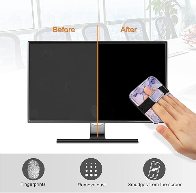 Fintie Screen Cleaning Pad, [4 Pack] Soft Cloth Wipes Screen Cleaner with Elastic Strap for iPad, iPhone, MacBook, Tablets, Laptop (Marble)