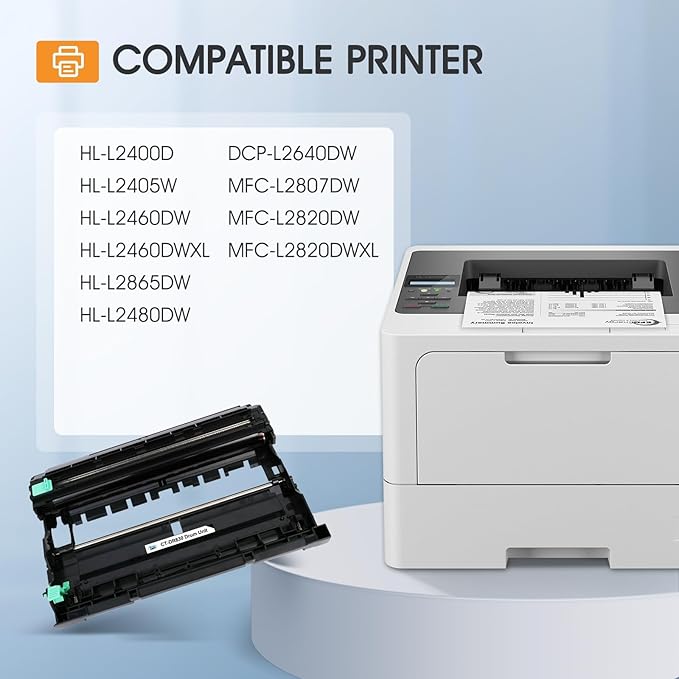 DR-830 DR830 Drum Unit Black 2 Pack Compatible Replacement for Brother DR830 DR 830 DR-830 for HL-L2400D L2405W L2460DW L2460DWXL L2865DW L2480DW DCP-L2640DW MFC-L2807DW L2820DW L2820DWXL Printer Ink