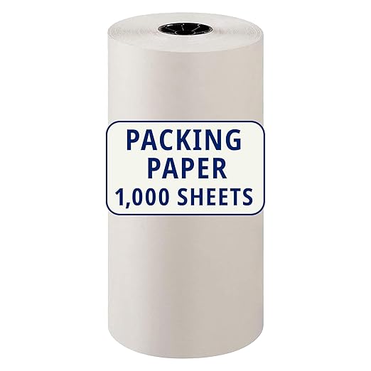 BOX USA Packing Paper Roll 1440'L x 18"W - 1,000 Sheets 17” Long Equivalent - Large White Newsprint for Shipping, Packaging, Storage and Moving Supplies