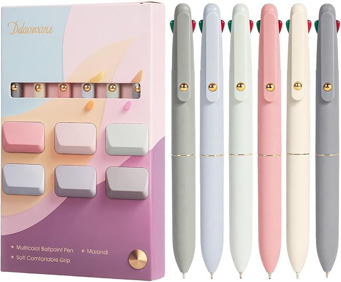 Ddaowanx Multicolor Pens, 4-in-1 Colored Ballpoint Pen 0.5mm Fine Point Smooth Writing,Nurse Accessories for Work,Gifts for Teen Girls,6-Count