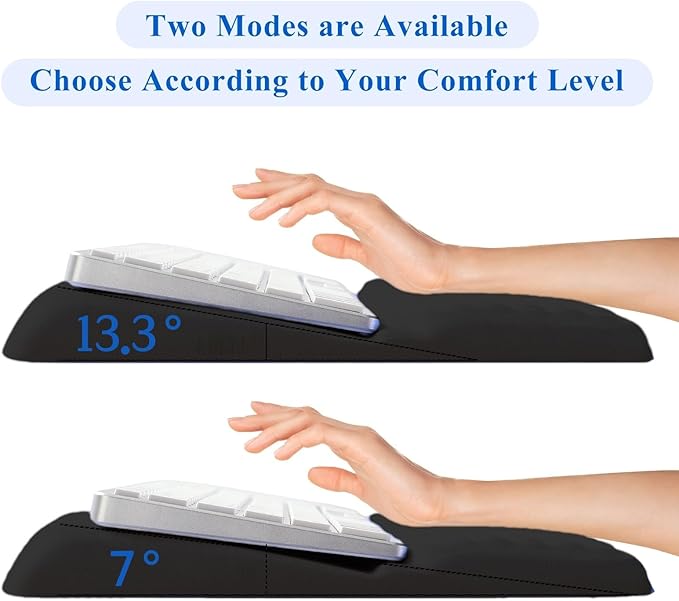 Ergonomic one-Piece Computer Keyboard Stand with Wrist Rest for Desktop Offers Two Support Angles. Silky Lycra Surface and Memory Foam Comfortable Hand Support (Black Star)