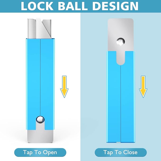 DIYSELF Box Cutters, 12 Pack Box Cutter Retractable, Box Cutters Knife with Single Edge Razor Blade, Utility Knife All Metal Shell, Letter Opener for Packages, Boxes, and Paper