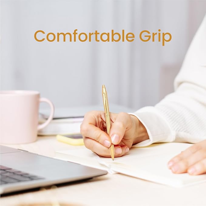 Cambond Ballpoint Pens Gold Pen - Nice Pens for Wedding Guest Book for Gift Smooth Writing Pen with Black Ink 1.0mm Medium Point, 3 Pens with 3 Refills (Gold)