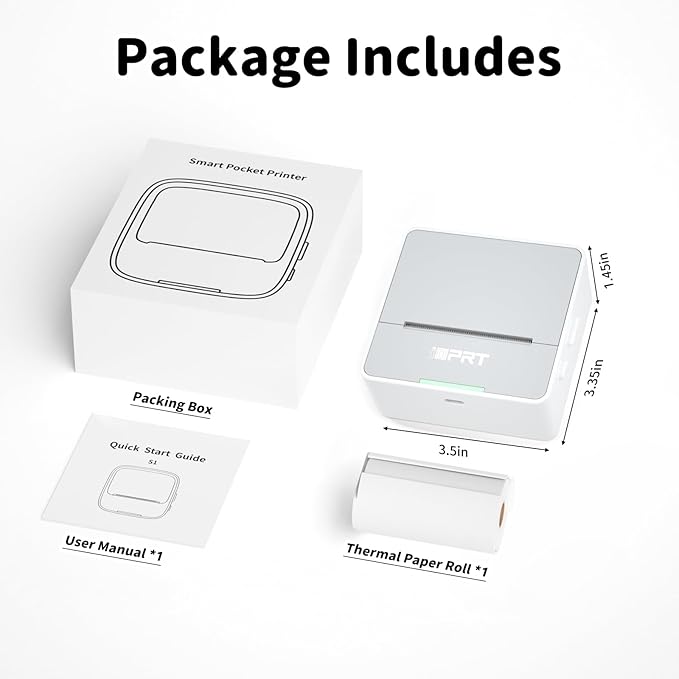 iDPRT Sticker Printer - Mini Portable Printer Bluetooth Thermal Label Printer with 1 Roll Sticker Paper, Inkless Sticker Maker Machine Pocket Instant Print for Study Notes, Pictures, DIY, Label