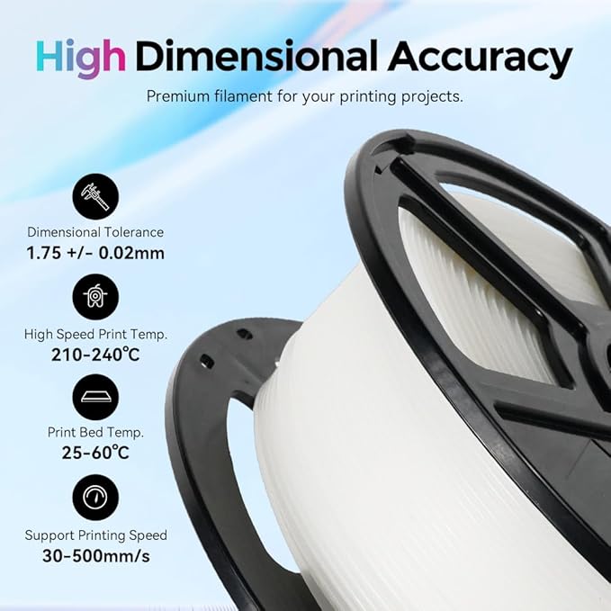 FLASHFORGE Rapid PLA Filament 1.75mm, High Flow Speedy 3D Printer Filament, Experience Exceptional Performance with 500mm/s High-Speed Printing, Neatly Wound & Top-Notch Filament (Natural)