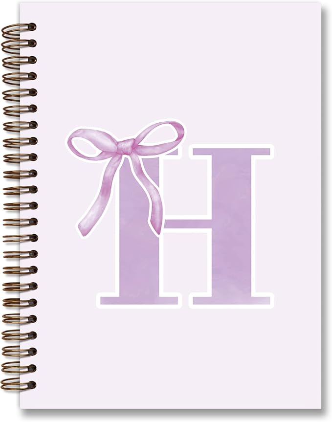 foedor Coquette Trendy Preppy Purple Bow Spiral Notebook,Initial H Journal Personalized Teen Girl Gifts,Monogrammed Gifts for Women Teen Girl,College Ruled Hardcover Spiral Notebook(purple)