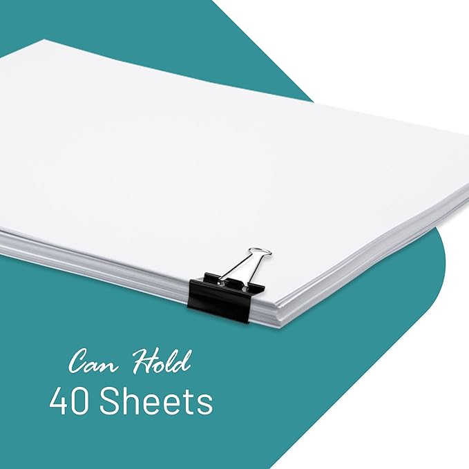 Binder Clips - 60 Pack Small Black Paper Clamps, 0.75 Inch, Holds 40+ Pages, File Clip for Home, Office and School Supplies