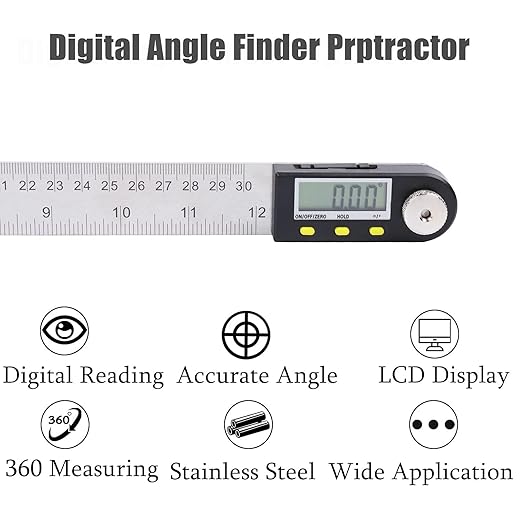 Delgada 12 inch/300mm Digital Angle Ruler and Stainless Steel Digital Angle Finder or Digital Protractor with Zeroing and Locking Function Battery Included