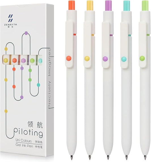 FIOVER Gel Pens, 5pcs 0.5mm Quick Dry Black Ink Fine Point Smooth Writing Pens High-End Series Ballpoint for Office School Supplies, Gifts for Women and Men